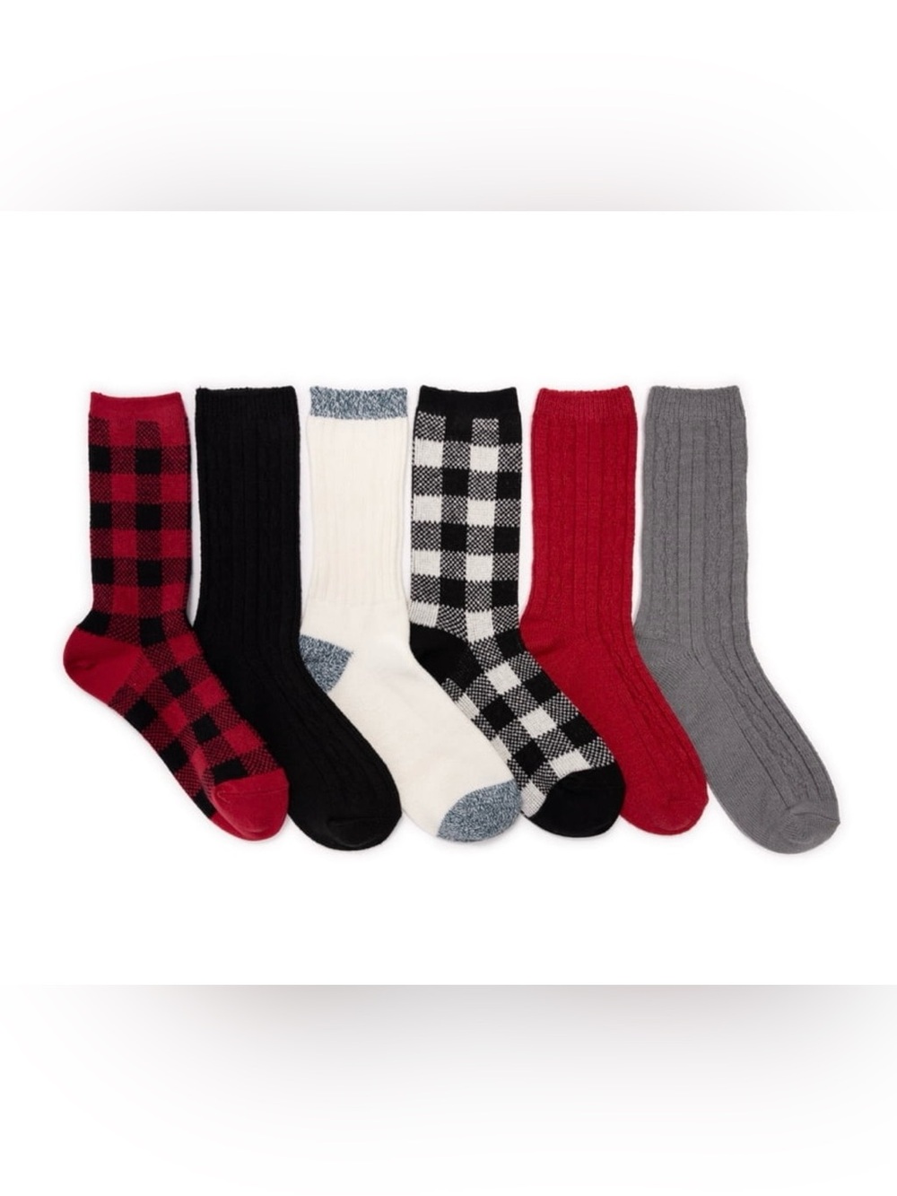 MUK LUKS Women’s Fluffy Dream Crew Boot Socks 6 Pack OSFM
